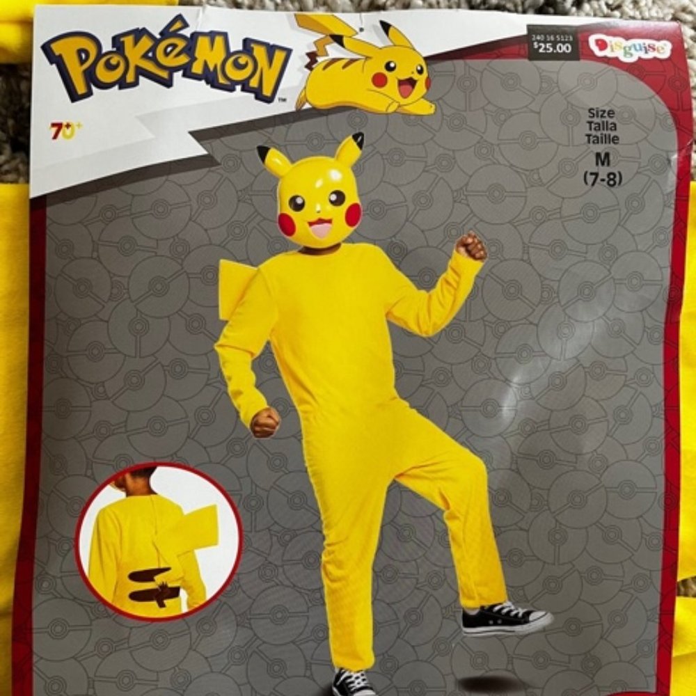 DISGUISE KID'S POKEMON PIKACHU JUMPSUIT COSTUME, YELLOW, SIZE Medium 7-8